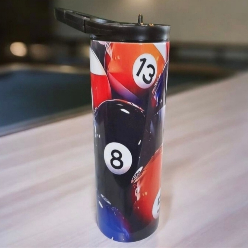 Pool Balls Billiards 20oz Tumbler with duo lids 🎉sale